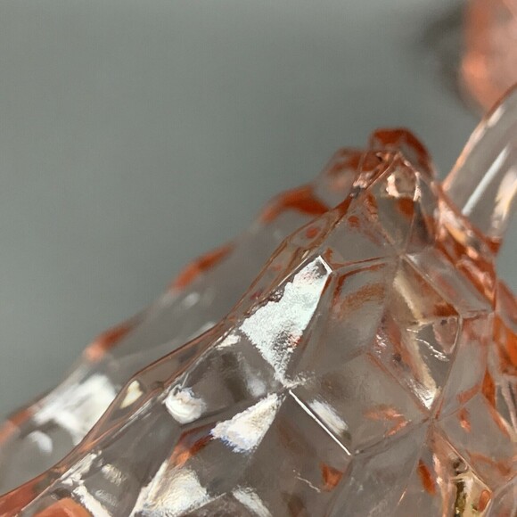 Jeanette Cube Depression Glass Pink Clear Creamer Mini Open Sugar Bowl - Picture 7 of 7